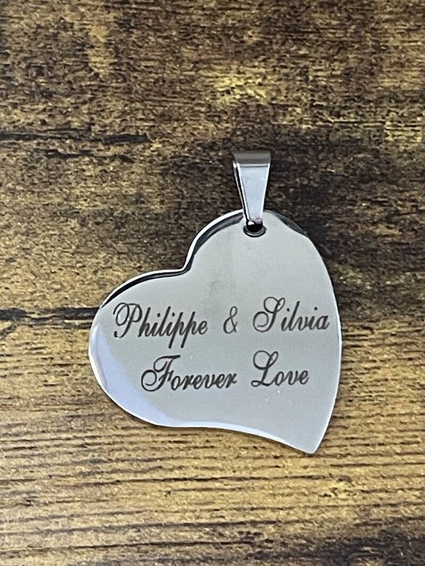 Pendentif Coeur gravé et personnalisé Inox