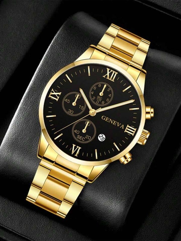 Montre homme 🚹 Noir et Doré