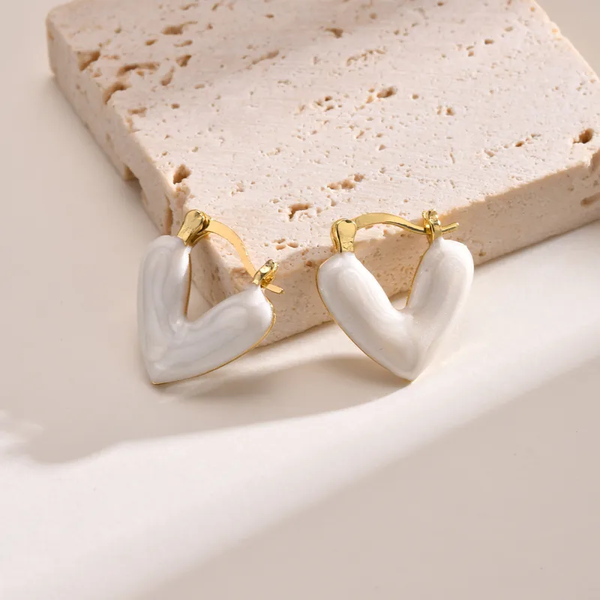 Boucles d'oreilles Cœur blanche