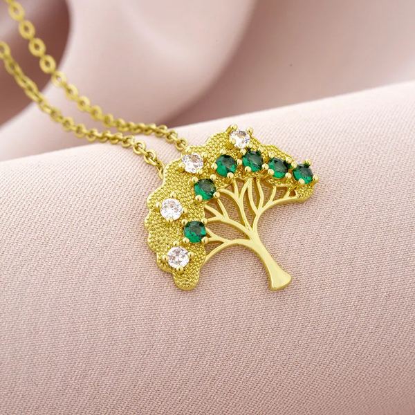 Collier "Arbre de Vie Diamant Vert" – Harmonie et Équilibre