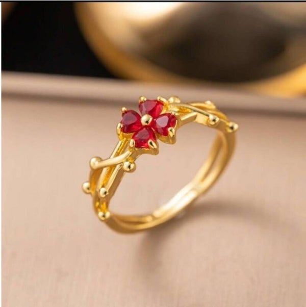 Bague fleur rouge