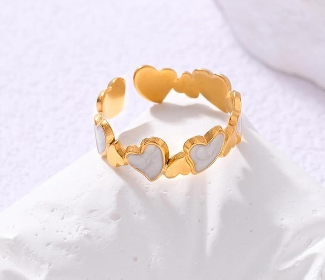 Bague cœur blanc et Or 🤍