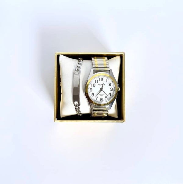 Ensemble montre et gourmette Homme ( Or et Argent )