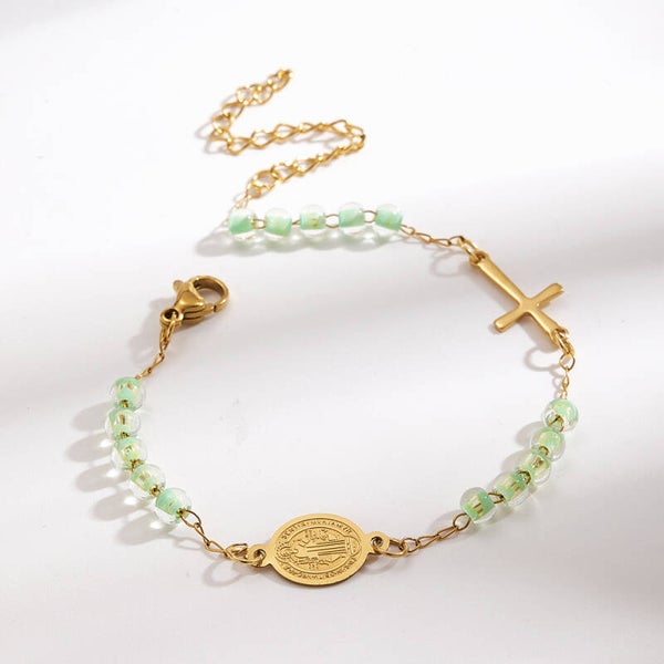 Bracelets vierges et croix ( vert )