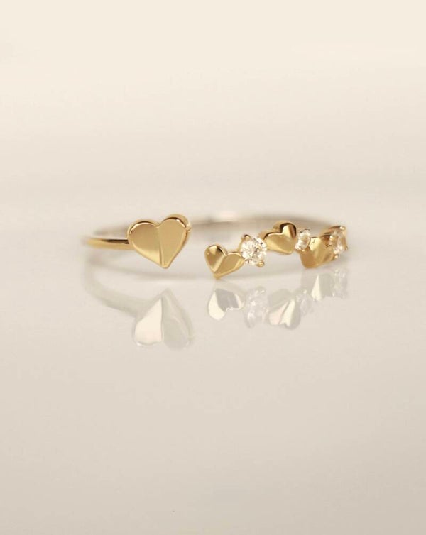 Bague Mylène en Argent Sterling 925 / Plaqué Or 18K – Solitaire Zircon – Ajustable