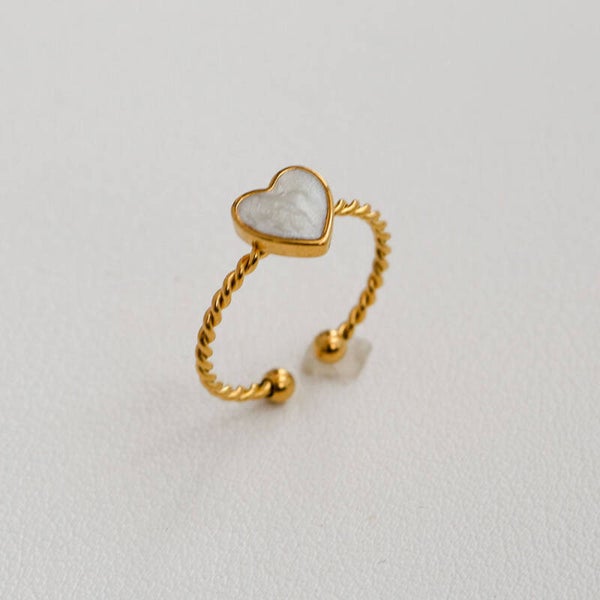 La Bague cœur blanc 💟 Nacré