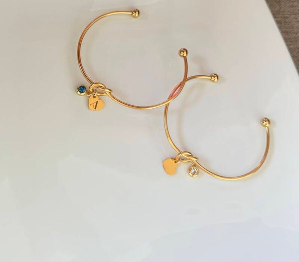 Jonc cœur doré 💛 ( Gravure Initiale et date )