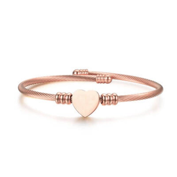 Jonc cœur or rose