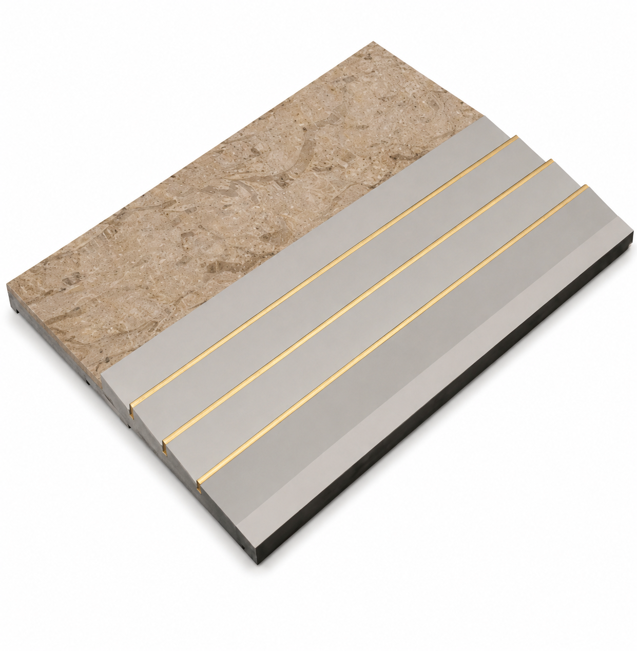 LuxeLine Hybrid Panel – Stone & Gold Strip Edition