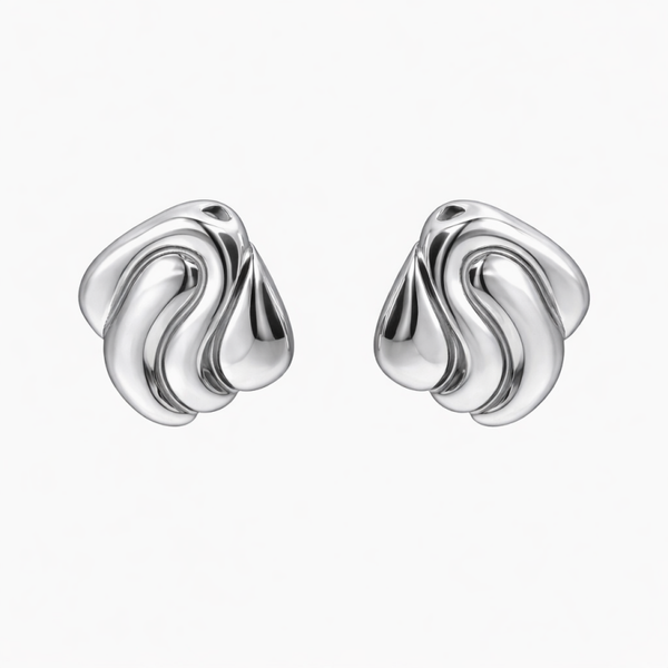 Gold Silver Swirl Square Studs