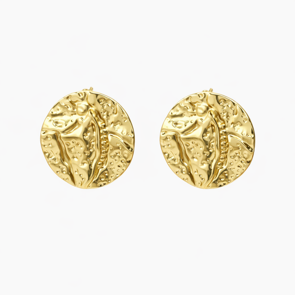 Gold Circle Textured Statement Studs