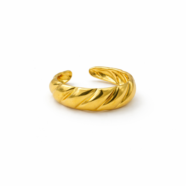 Silver Gold Croissant Irregular Adjustable Ring