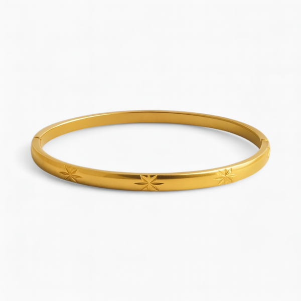 Gold Star Engraved Bangle