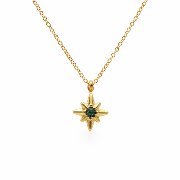 Gold & Green North Star Zircon Necklace