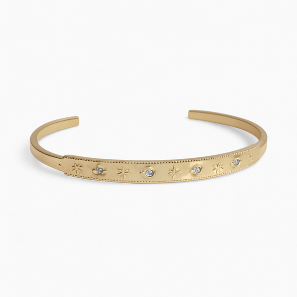 Gold Star Zircon Bangle Cuff