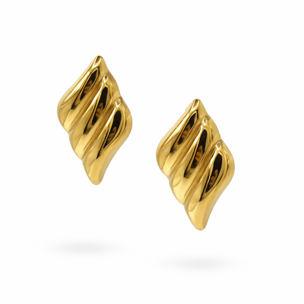 Gold Chunky Pleated Studs