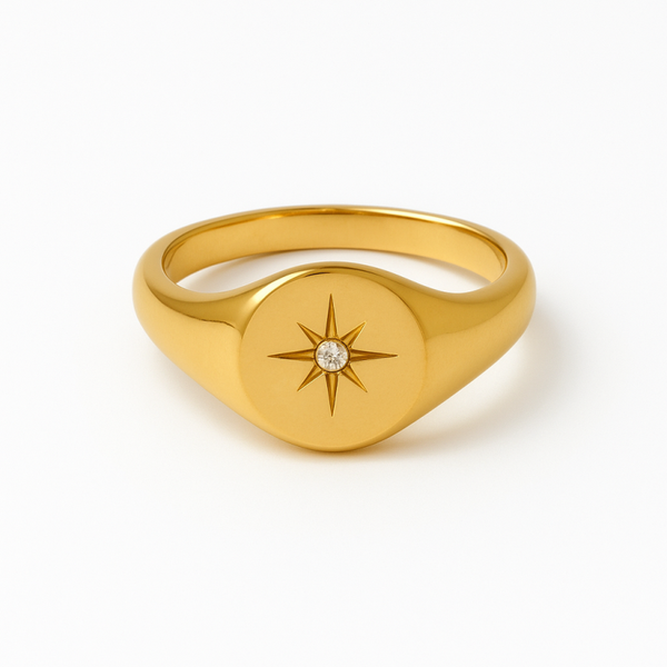 Circle Star Signet Ring