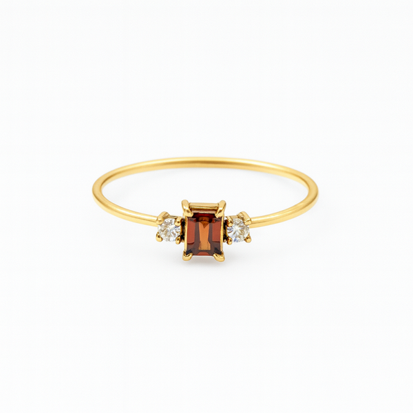 Dainty Gold Red & White Zircon Ring