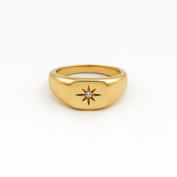 Zircon Star Signet Ring