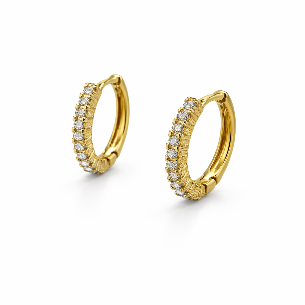 Gold Zircon Hoops