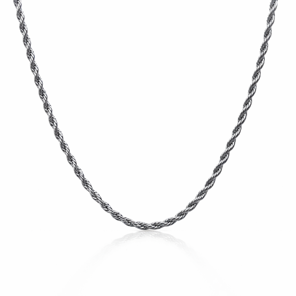 Thin Silver Rope Chain Necklace