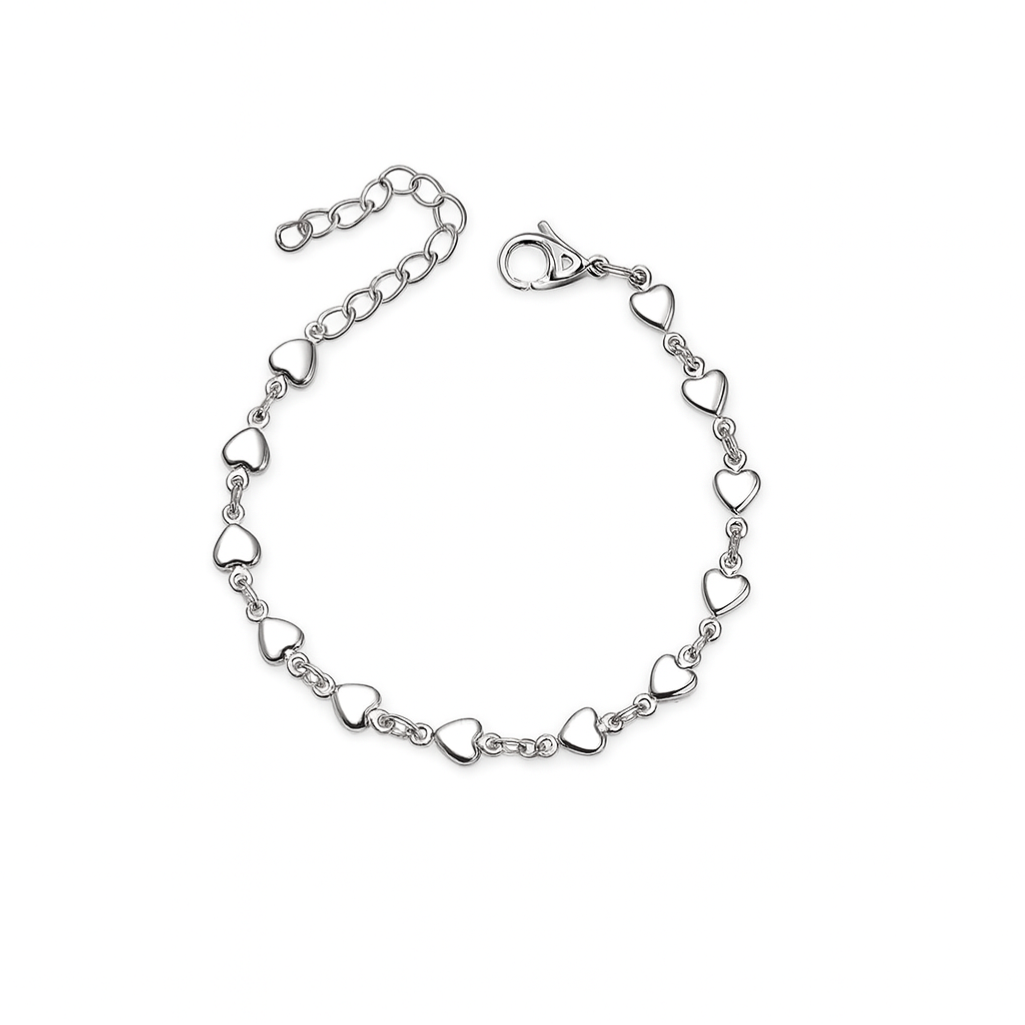 Silver Heart Link Bracelet
