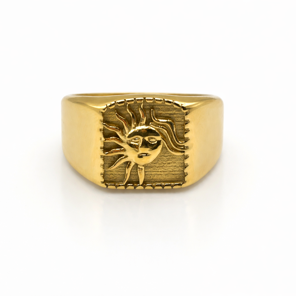 Gold Chunky Sun Signet Ring