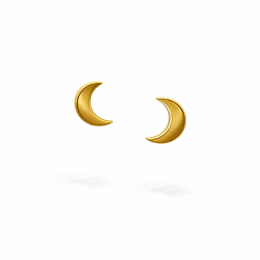 Gold Moon Studs Earrings
