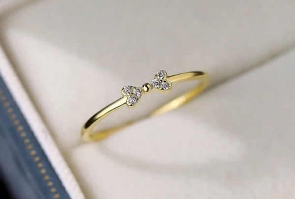 Gold Dainty Bow Ring