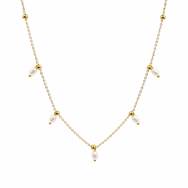 Gold Pearl Beaded Necklace