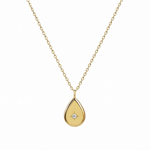 Gold Water Drop Zircon Necklace
