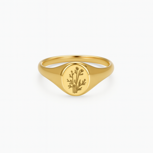 Gold Wildflowers Signet Ring