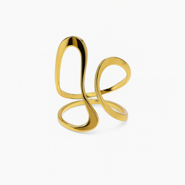 Large Gold Hollow Adjustable Ring