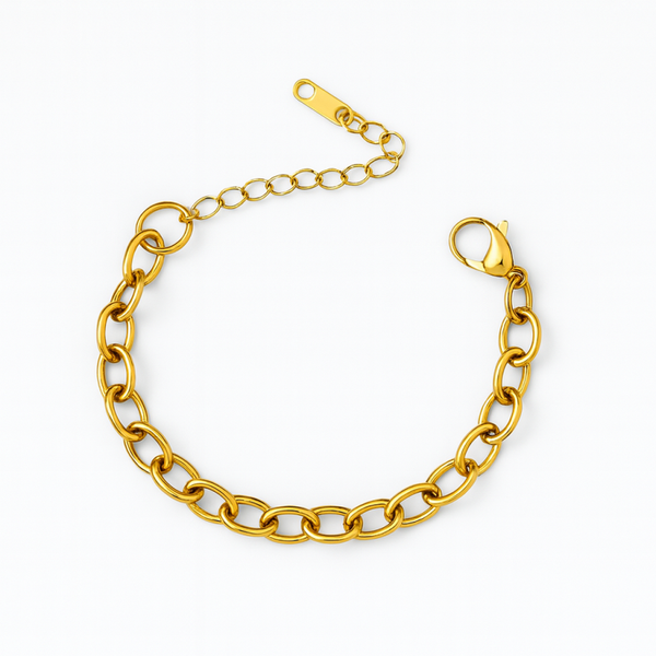 Gold Oval Chain Bracelet