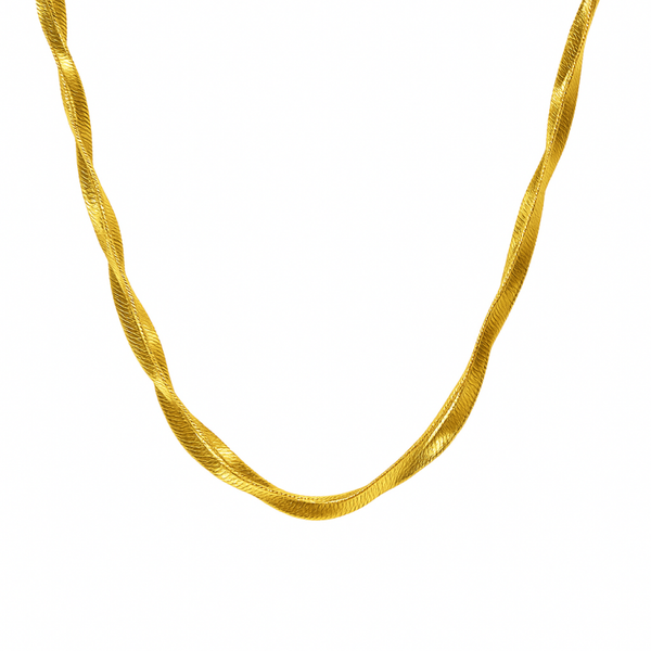 Gold Twisted Herringbone Necklace