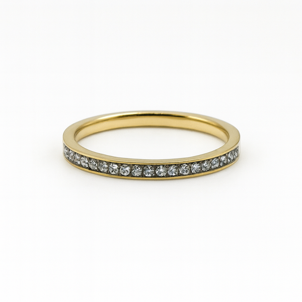 Gold Silver Zircon Ring Band