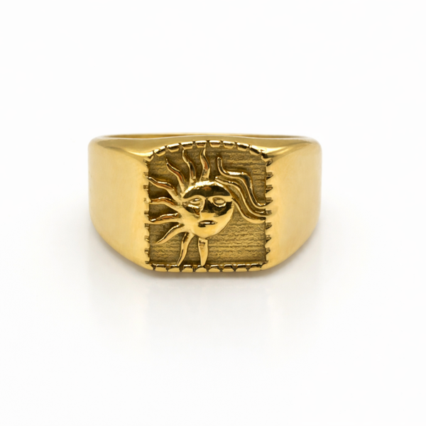 Gold Chunky Sun Signet Ring