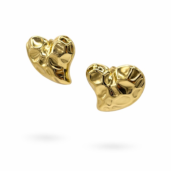 Gold Heart Statement Studs