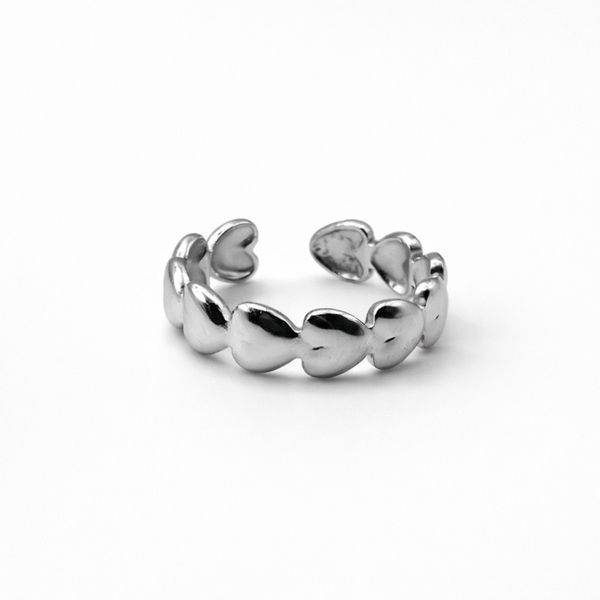 Gold Silver Adjustable Heart Ring