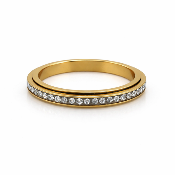 Gold Silver Zircon Fidget Anxiety Ring