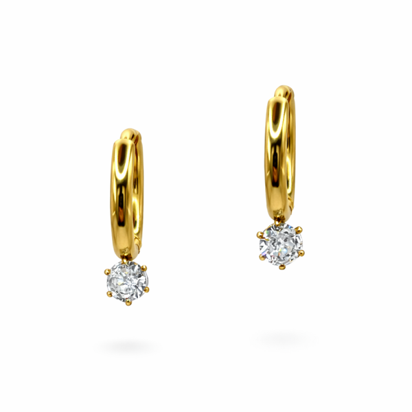 Gold Zircon Hoops