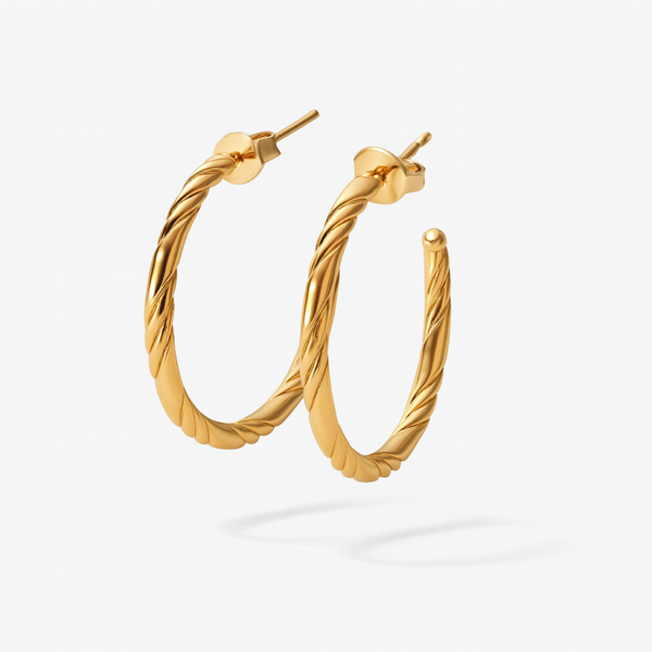 Gold Twisted Hoops Earrings