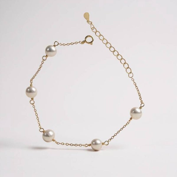 Gold Sterling Silver Pearl Bracelet