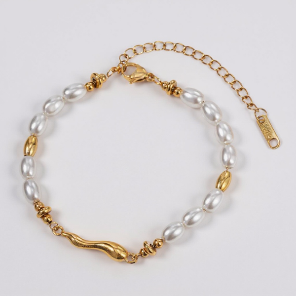 Gold Beaded Pearl Bracelet