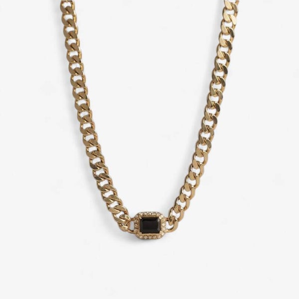 Gold Black Zircon Necklace