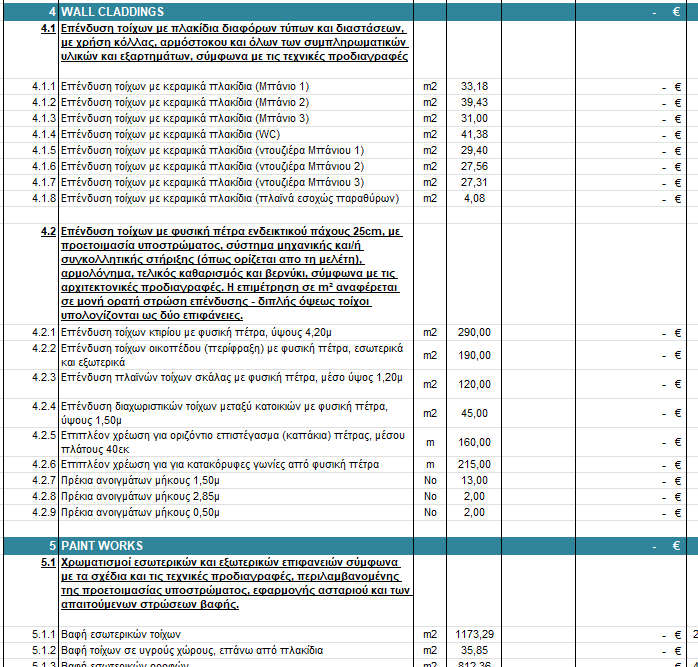 QS Plan - Bill of Quantities