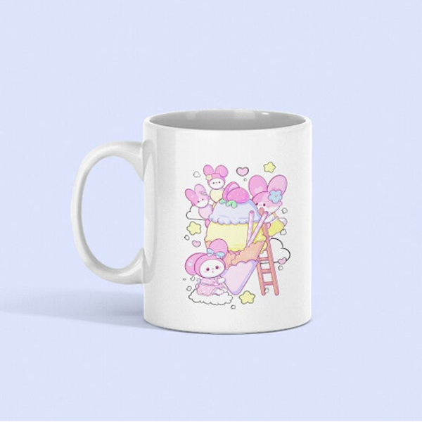 Blossom x Pink Bunny Mugs | White