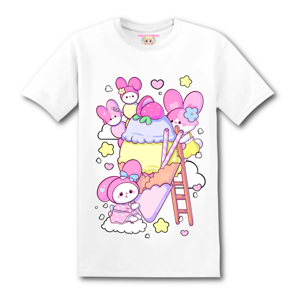 T-shirt Blossom & Kawaii bunny | White | Unisex