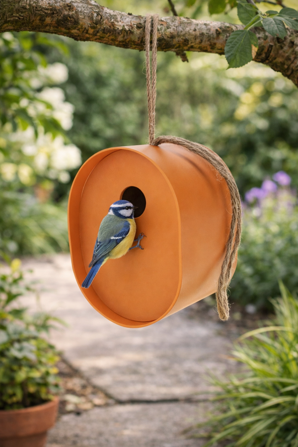 Ovaal vogelhuisje van bamboevezel – Oranje