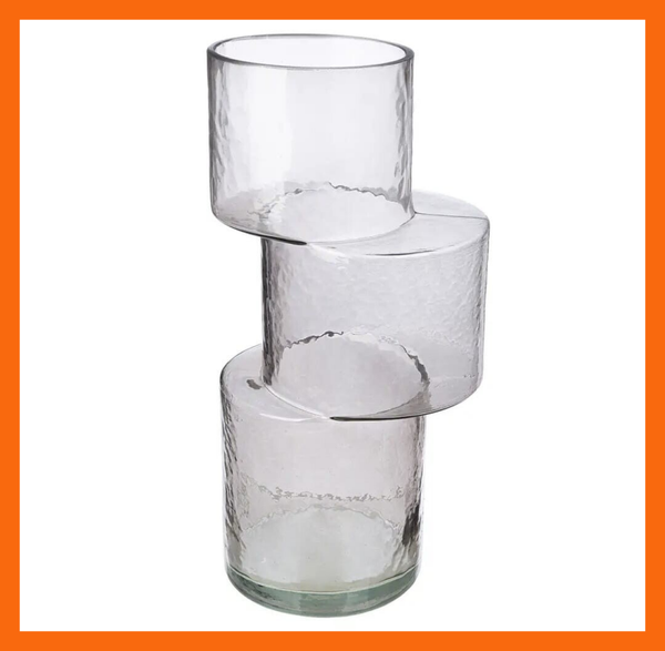Modern glasobject – asymmetrische gelevelde vaas H.28,5 cm